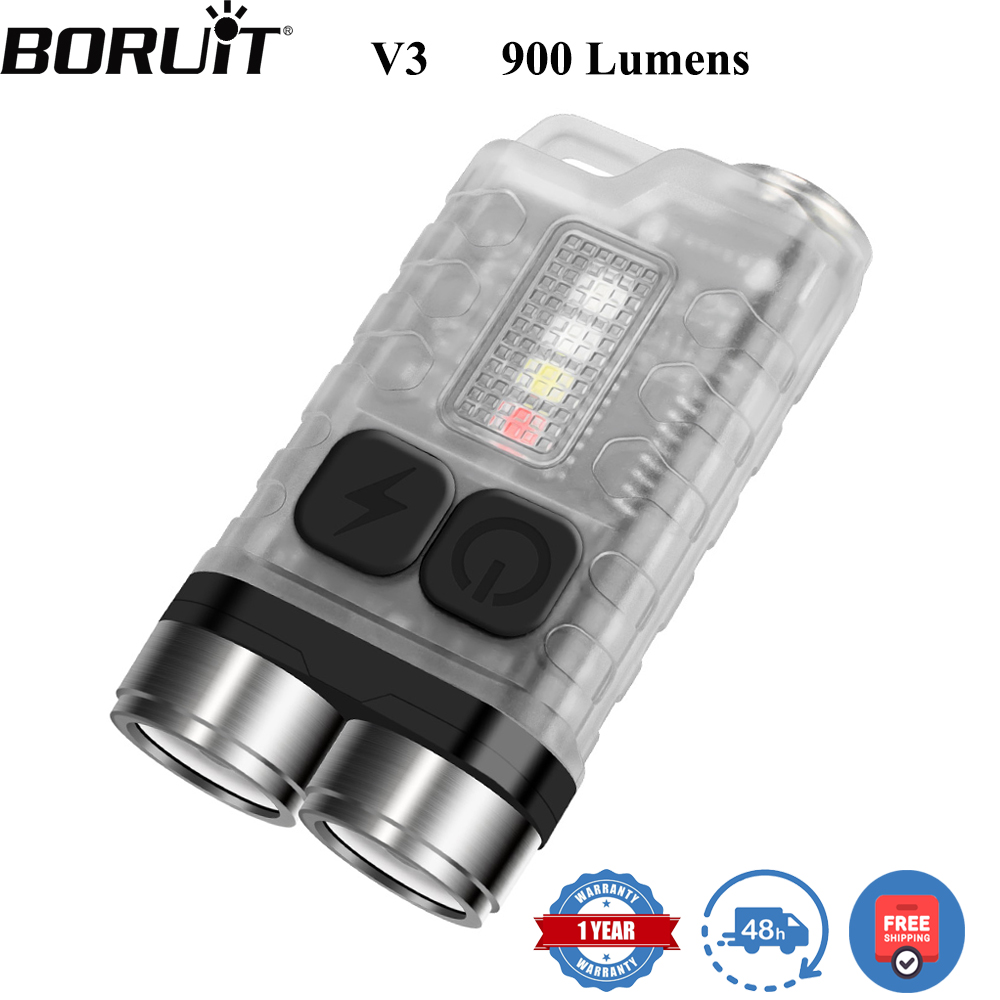 Keychain Flashlight - Linterna LED BORUiT V3, Portátil, 900LM,