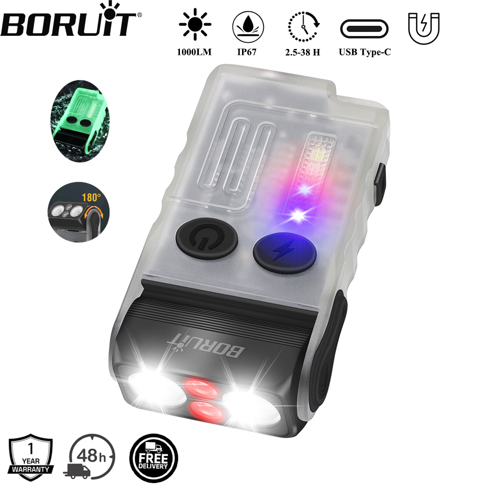 Keychain Flashlight - BORUiT V20 zumbador EDC llavero LED